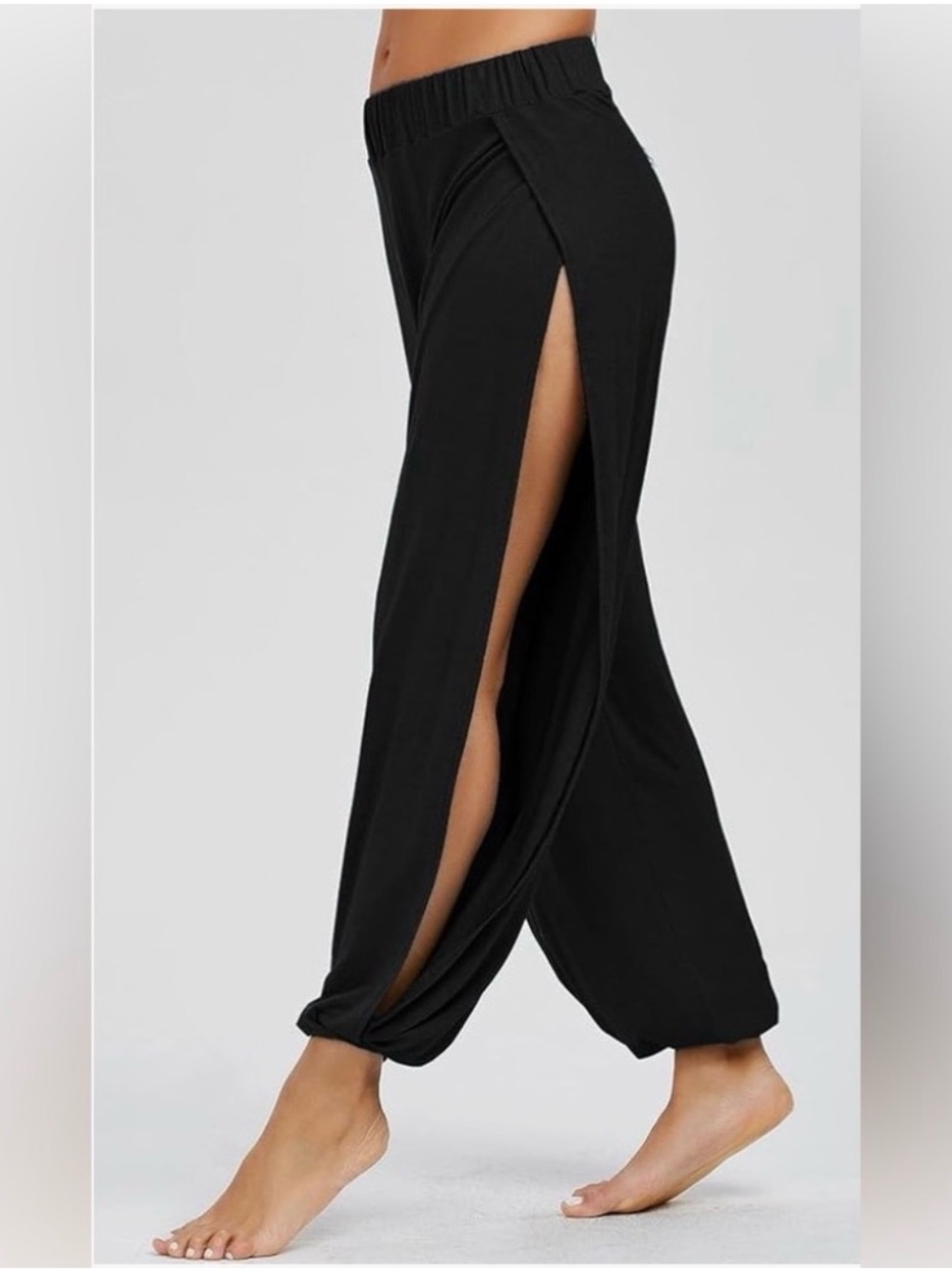 Free People Movement Black Side-Slit Harem Pants